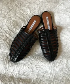 & Other Stories Strappy fisherman Mules Sandals Black leather