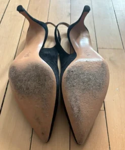 Angela C - svarta slingbacks i mocka, stl 41