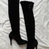 Black over-the-knee high heel boots