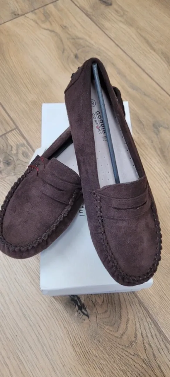Buty damskie mokasyny czekoladowe skóra rozmiar 40