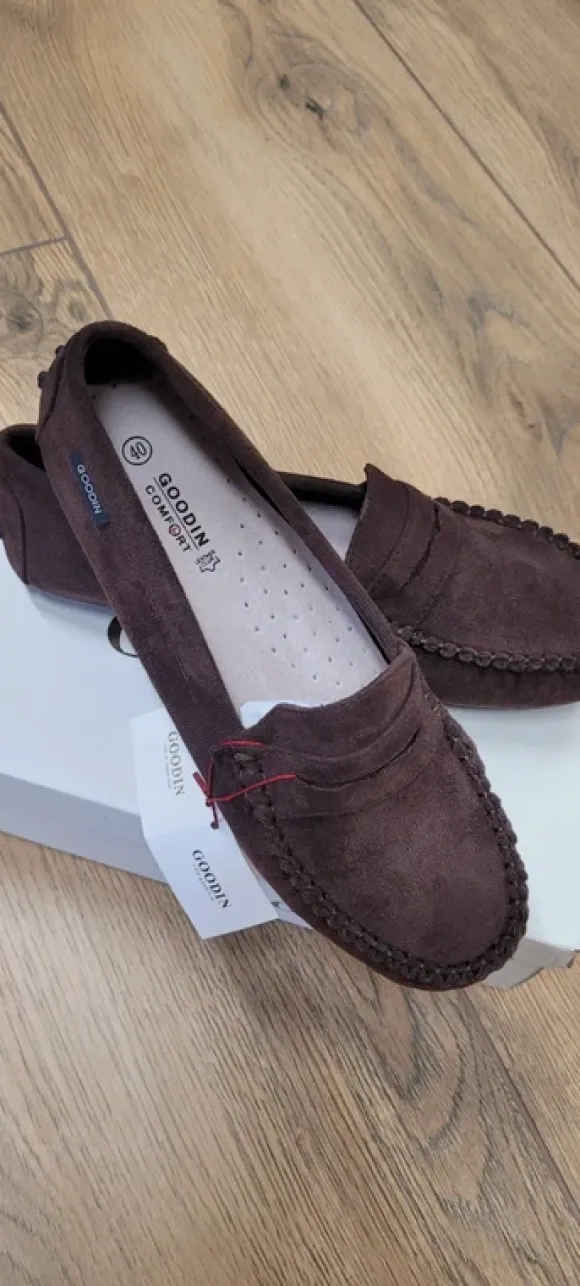 Buty damskie mokasyny czekoladowe skóra rozmiar 40