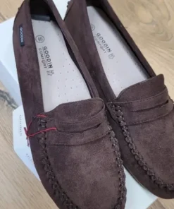 Buty damskie mokasyny czekoladowe skóra rozmiar 40