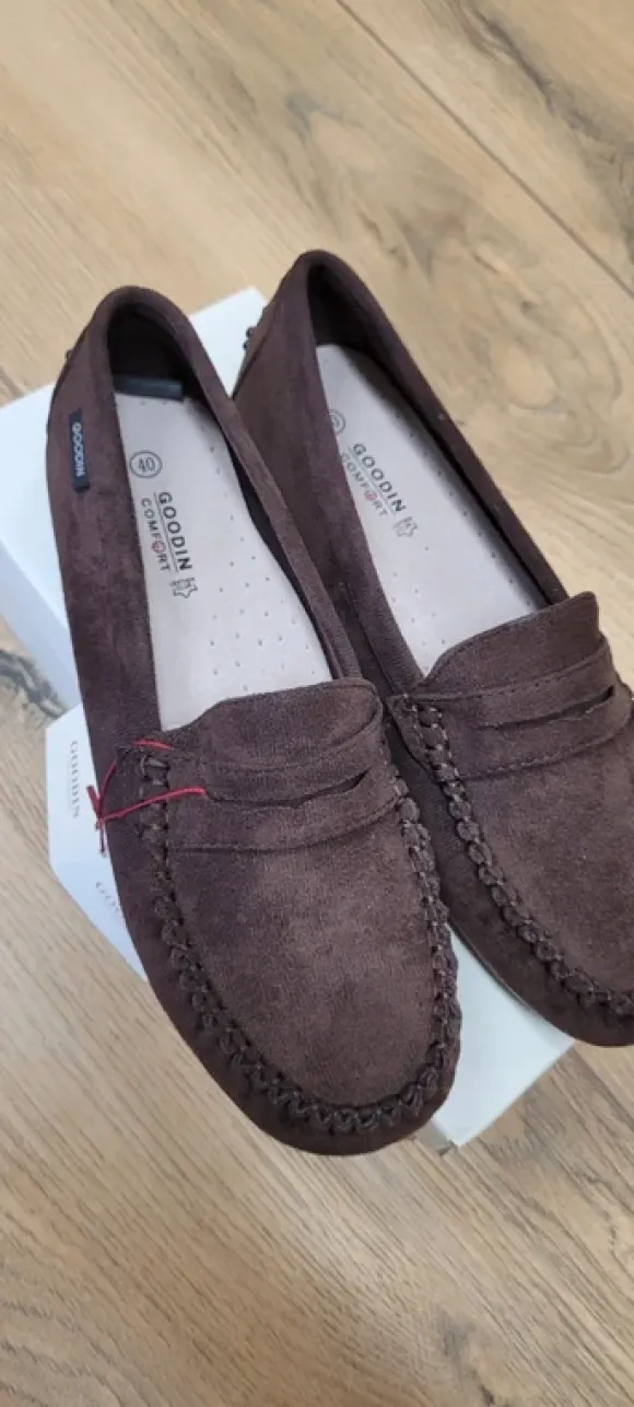 Buty damskie mokasyny czekoladowe skóra rozmiar 40