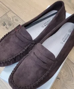 Buty damskie mokasyny czekoladowe skóra rozmiar 40