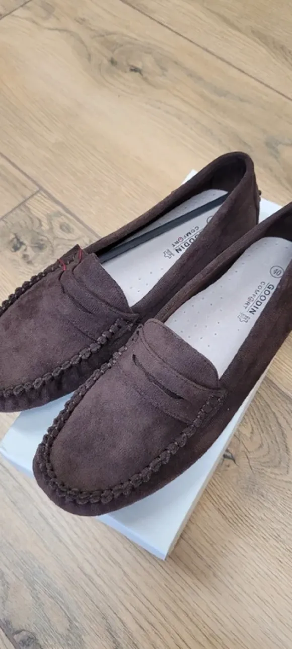 Buty damskie mokasyny czekoladowe skóra rozmiar 40
