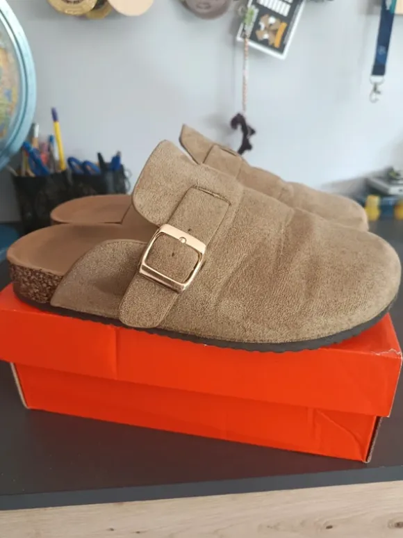 Buty klapki mule chodaki camel beżowe khaki r. 39