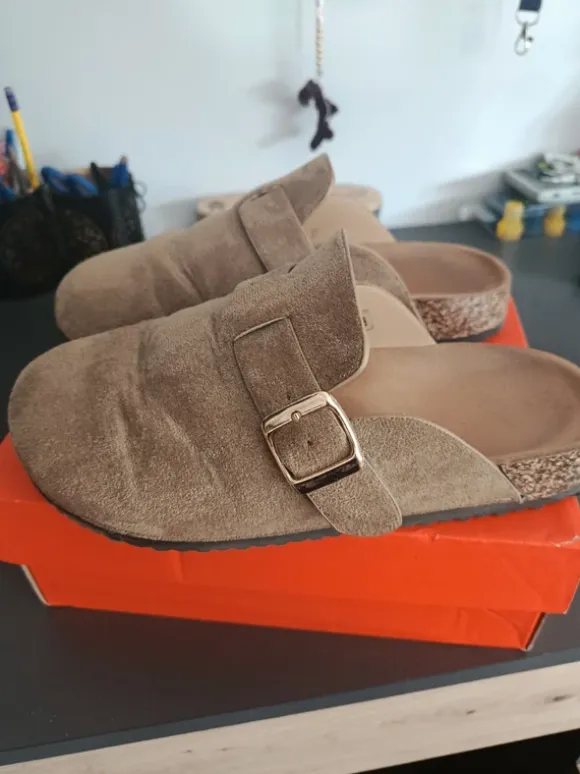Buty klapki mule chodaki camel beżowe khaki r. 39