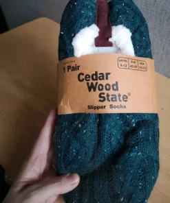 Cedar Wood State Slipper Socks – Cosy Knit (Size 43–47)