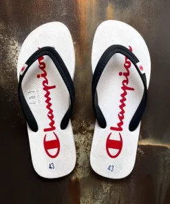 Champion Flip-flops white black size 43 retrostyle summer wear shoes