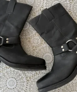 Chunky biker boots western cowboy boots