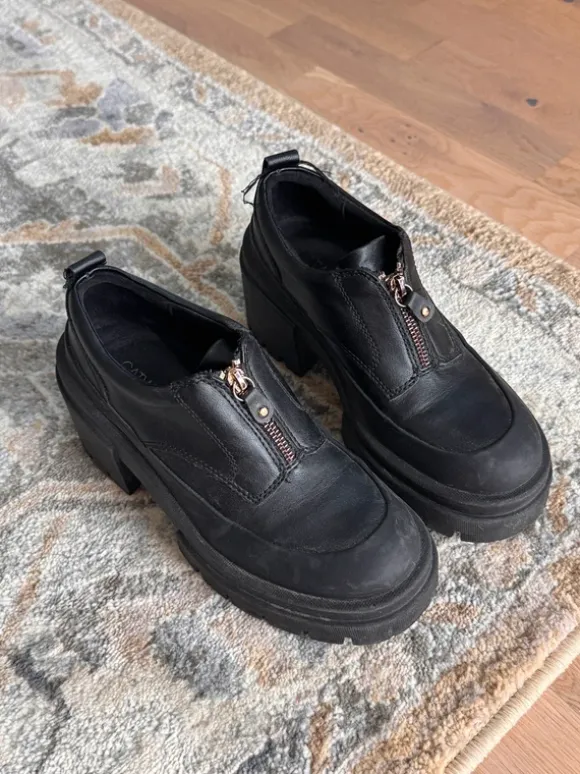Chunky Black Platform Loafers