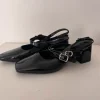 Cider • Black Patent Mary Jane Slingback Heels • 39