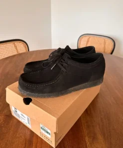 Clarks Originals Wallabee Black Suede Shoes, Size 43