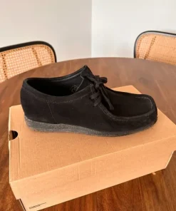 Clarks Originals Wallabee Black Suede Shoes, Size 43