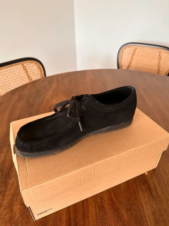 Clarks Originals Wallabee Black Suede Shoes, Size 43