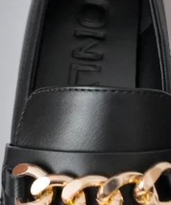 Czarne loafersy ONLY ze złotym łańcuchem | Rozmiar 37