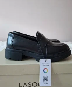Czarne skórzane mokasyny Lasocki klasyka