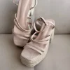 DeeZee sandały na koturnie obcasie espadryl beżowe paski sandals espadriles beige pumps wedges