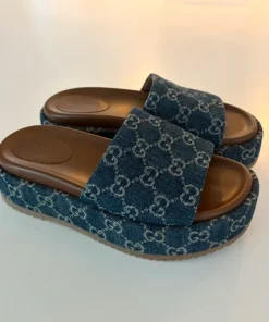 GUCCI monogram denim sandals mules