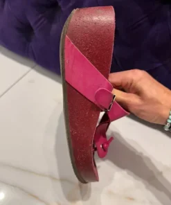 Klapki sandały koturny Scholl 42 fuksja