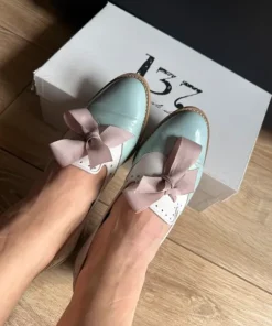 L37 skórzane lordsy 38 biało-miętowe ręcznie robione premium