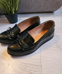Lakierowane mokasyny Venezia r. 39 czarne loafersy