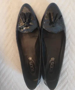 Mokasyny Tod's skóra lakierowana roz. 41,5, 27 cm granatowe