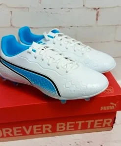 Puma KING MAtch fg/ag buty piłkarskie biało-niebieskie r. 38