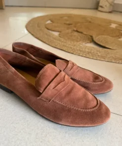 Skórzane zamszowe mokasyny 39
