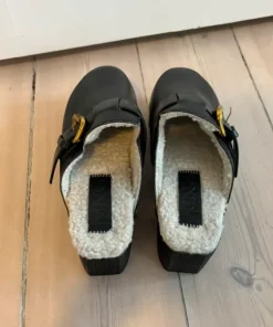Sorte læder clogs