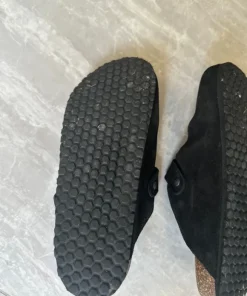 Sorte Slippers i ruskind