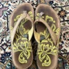 Teva brown leather flip flops