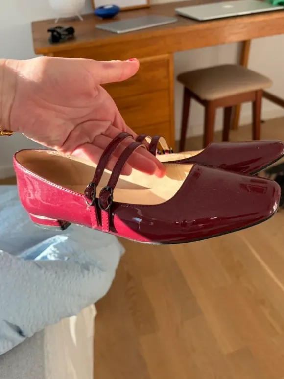 Vinrøde Mary Janes ballerinasko