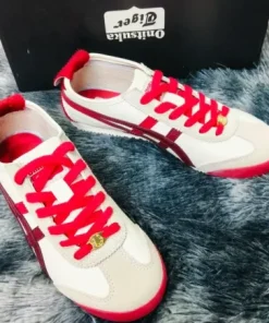 White & Red Onitsuka Tiger Casual Lace-Up Shoes - Size 39