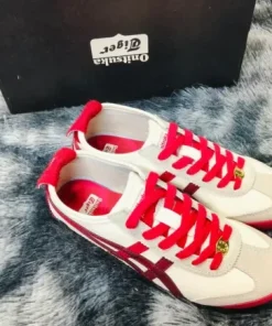 White & Red Onitsuka Tiger Casual Lace-Up Shoes - Size 39