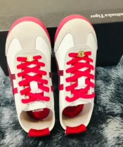 White & Red Onitsuka Tiger Casual Lace-Up Shoes - Size 39