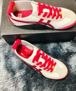 White & Red Onitsuka Tiger Casual Lace-Up Shoes - Size 39