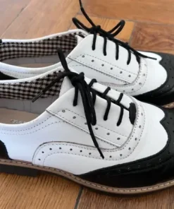 Zapato oksfordy skórzane czarno-białe gangsterski rozmiar 39
