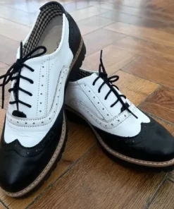 Zapato oksfordy skórzane czarno-białe gangsterski rozmiar 39