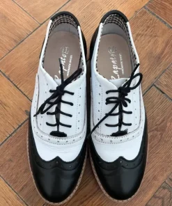 Zapato oksfordy skórzane czarno-białe gangsterski rozmiar 39