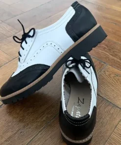 Zapato oksfordy skórzane czarno-białe gangsterski rozmiar 39