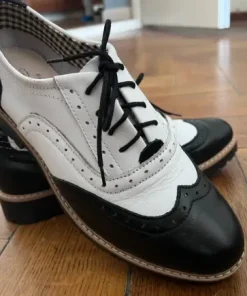 Zapato oksfordy skórzane czarno-białe gangsterski rozmiar 39